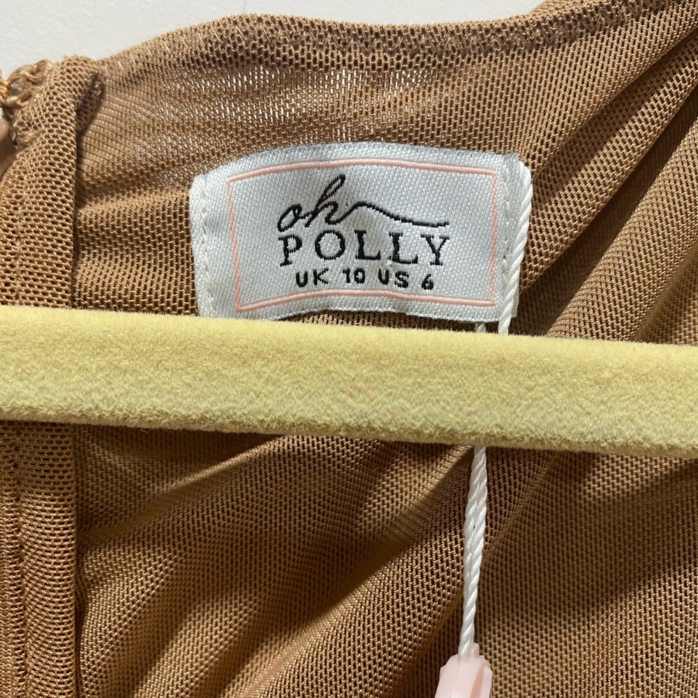 Ohpolly Sexy Nude Tan Mesh Puff Sleeve Sheer Dress - Picture 4 of 5